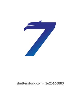 Number 7 with Eagle Head Logo Design