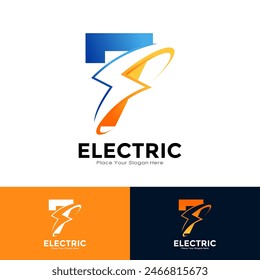 Nummer 7 Elektrische Logo-Vektorgrafik Design. Geeignet für Anfangsnummer Blitzbolzen, Unternehmens-, Technologie- und Plakat-Illustrationssymbol