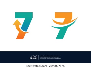 Number 7 financial diagram logo design.