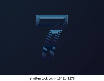 Number 7 font, digital technology design, network concept.  Vector illustration

