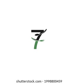 Number 7 with fork and spoon logo icon design vector illustration