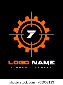 Number 7 gear target logo template vector
