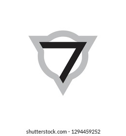 number 7 geometric arrow triangle logo vector
