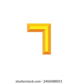 Número 7 oro, símbolo geométrico 3d vector logotipo simple