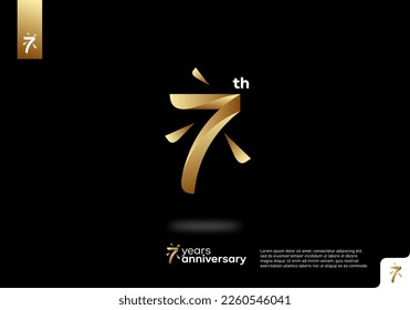 Number 7 gold logo icon design, 7th birthday logo number, 7th anniversary.