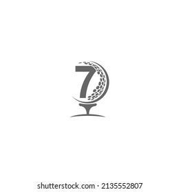 Number 7 and golf ball icon logo design illustration