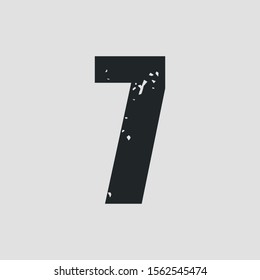  Number 7 grunge style. Vector eps10