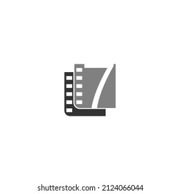 Number 7 icon in film strip illustration template vector