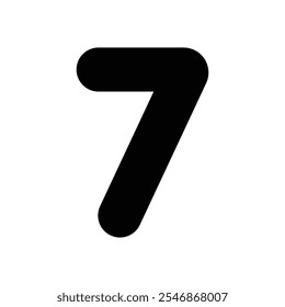 Number 7 icon isolated on a white background. Vector illustration.