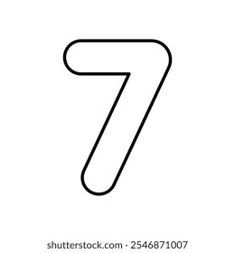 Number 7 icon isolated on a white background. Vector illustration.