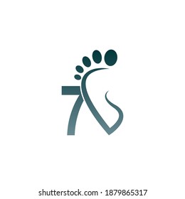 Number 7 icon logo combined with footprint icon design template