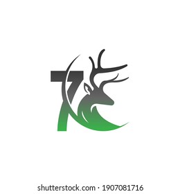 Number 7 icon logo with deer illustration design vector