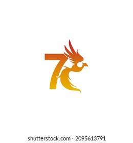 Nummer 7 Symbol mit phoenix-Logo-Design-Vorlage zur Illustration