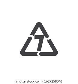 Number 7, industrial marking plastic vector icon. filled flat sign for mobile concept and web design. Other plastic products glyph icon. Symbol, logo illustration. Vector graphics