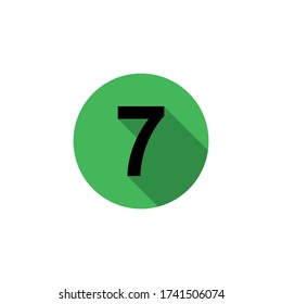 number 7, isolated in a circle with shadows