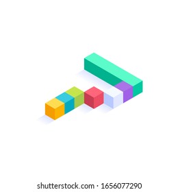 Number 7 Isometric colorful cubes 3d design, three-dimensional letter vector illustration isolated on white background