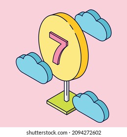 número 7 vector de perspectiva isométrica