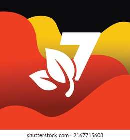 Number 7 with leaf concept logo or symbol template design