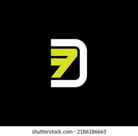 Number 7 and letter D Logo design. D7 or 7D - Elegant universal vector sign. Graphic symbol for corporate business identity.