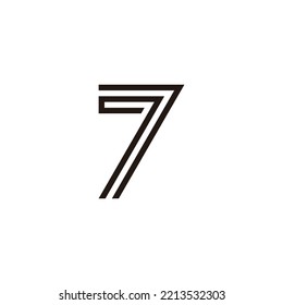 Number 7 lines, double geometric symbol simple logo vector