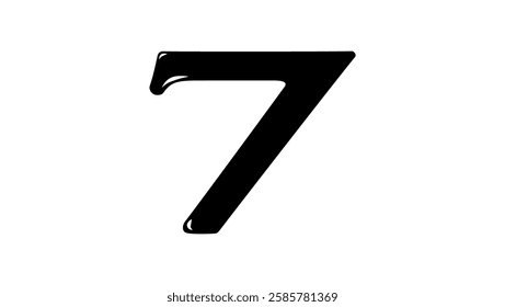 number 7 logo, black isolated silhouette