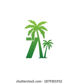 Nummer 7 Logo und Kokospalmendesign Vektorgrafik