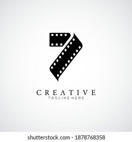 Number 7 with the logo design of Film strip design template