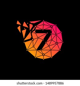 Number 7 Logo Design Template. Technology Digital logo .  network icon, connect concept - Vector