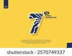 Number 7 logo icon design, 7th birthday logo number, anniversary 7