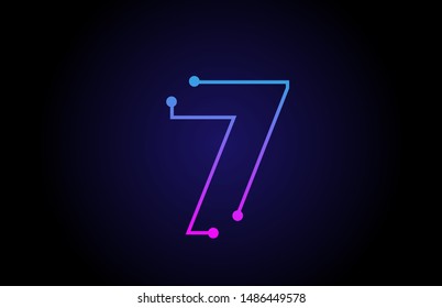 Number 7 logo icon design in pink blue colors suitable for a technology company or business