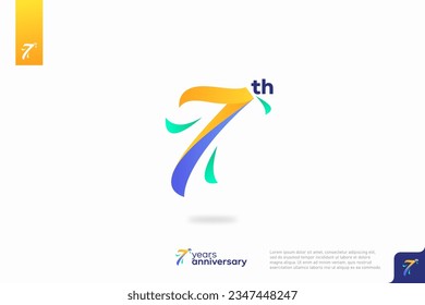 Number 7 logo icon design, 7th birthday logo number, anniversary 7