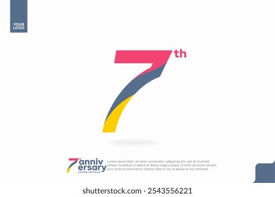 Number 7 logo icon design, 7th birthday logo number, anniversary 7