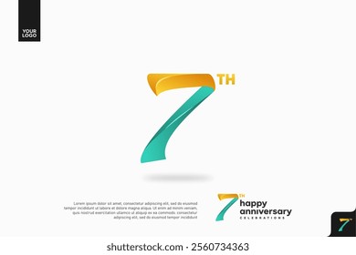 Number 7 logo icon design, 7th birthday logo number, anniversary 7