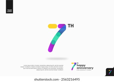 Number 7 logo icon design, 7th birthday logo number, anniversary 7