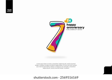 Number 7 logo icon design, 7th birthday logo number, anniversary 7