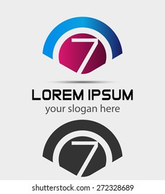 Number 7 logo icon design template elements
