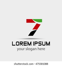 Number 7 logo icon design template elements
