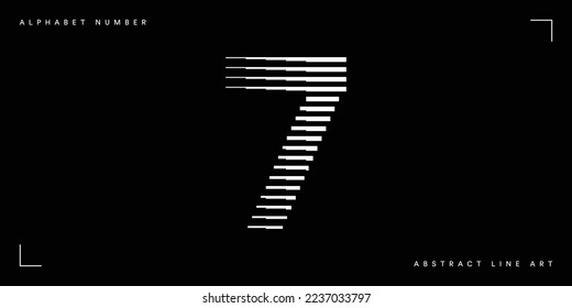 Number 7 Logo Icon Geometric Horizontal Stripe Lines