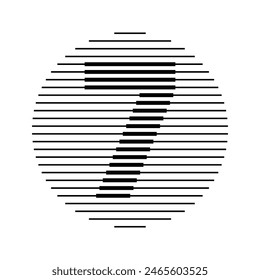 Number 7 Logo Icon Round Geometric Horizontal Stripe Lines