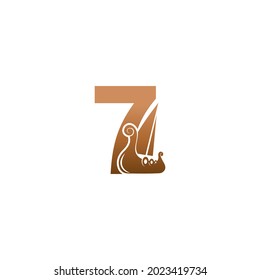 Number 7 with logo icon viking sailboat design template illustration