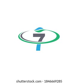 Number 7 logo leaf icon design concept vector