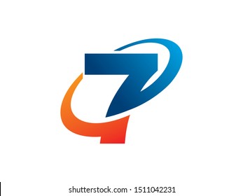 Number 7 logo or symbol template design