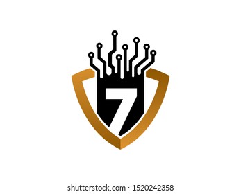 Number 7 logo or symbol template design
