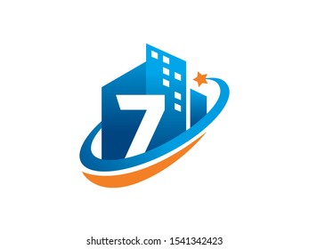 Number 7 logo or symbol template design