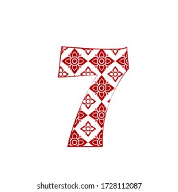number 7 Logo Template Design made from line thai art pattern.