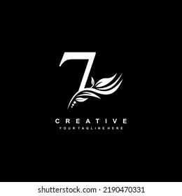 
Number 7 logo vector design with leaf decoration. monogram number 7, typography. feather logo. luxury number 7. 7 flourish. suitable for commemorative logos, events, anniversaries, birthdays, ages, 