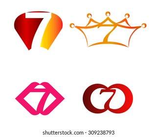 Number 7 logo. Vector logotype design set 
