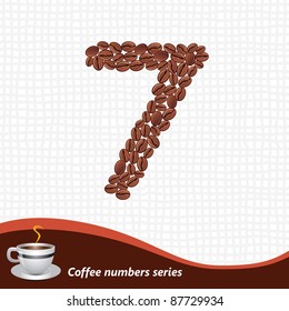Number 7 made of coffee beans vector set