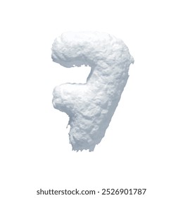 Number 7 made of snow realistic 3d design isolated on background. Seven sign made from snowy white texture. Vector illustration