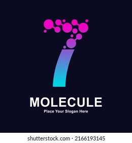 Number 7 molecule dots logo vector design. Suitable for business, initial, Medicine, science, technology, laboratory, electronics